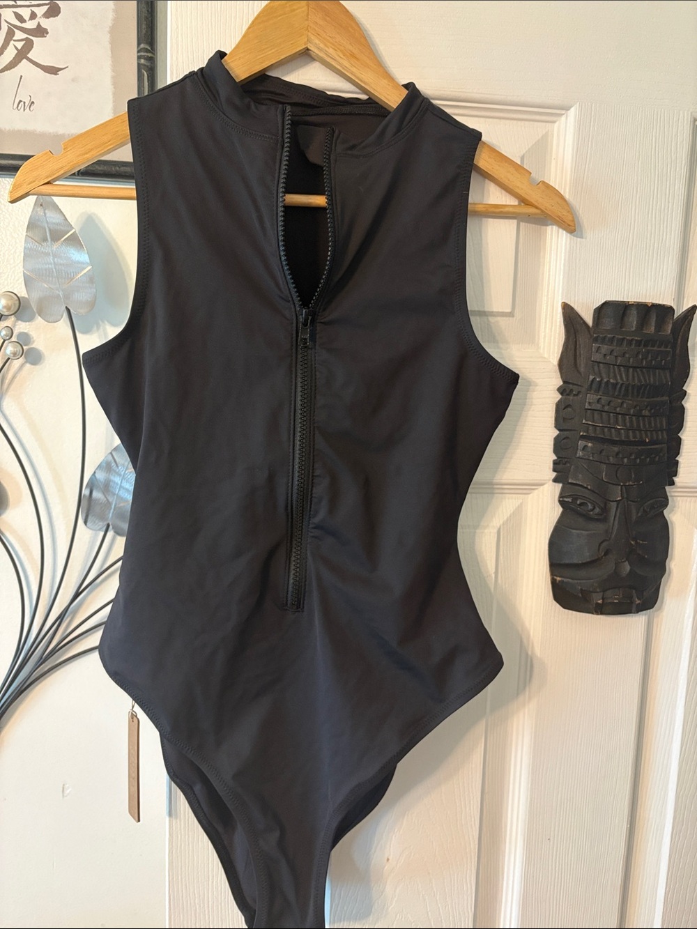 SKIMS Black Sleeveless Zip-Front Bodysuit